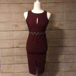 Romeo and Juliet burgundy midi belted dress SMALL